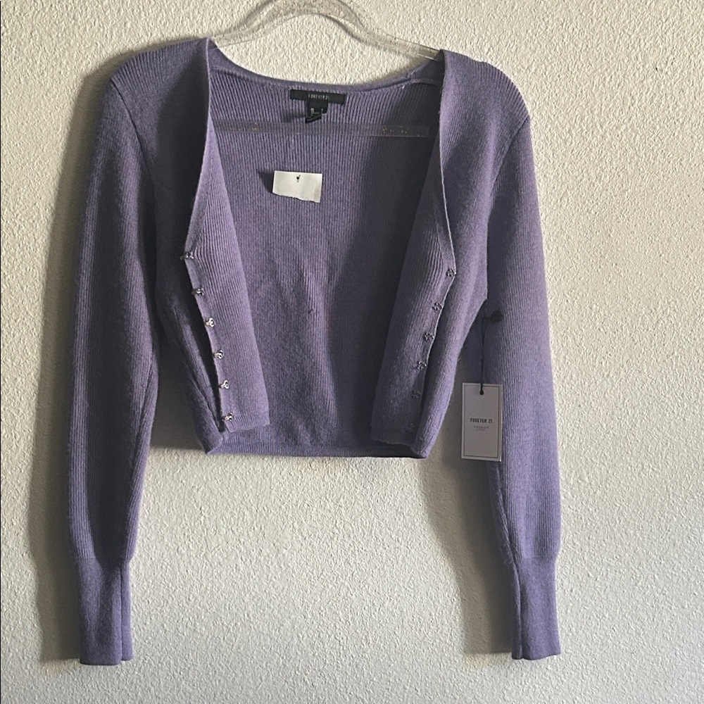 Forever 21 Lavender Cropped Cardigan - Picture 3 of 3